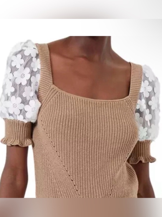 French Connection Tops - French Connection Camel Ribbed Knit Top